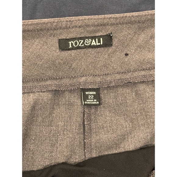 Roz & Ali Womens Plus Size 22 Grey Elastic Waist Straight Leg Dress Pants Office - Picture 7 of 15